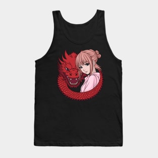 Anime Girl with Dragon Tank Top